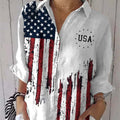 Ladies' Fashionable Casual Flag Printed Shirt
