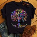 Color Butterfly Tree Round Neck Plus Size Bottoming Shirt