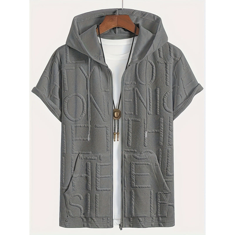 Letter-printed Hooded T-shirt Jacquard Design