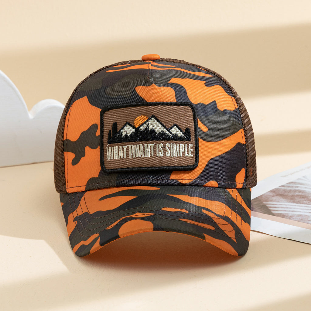 Men's Patchwork Sunset Mountain Mesh Baseball Cap, Fashionable And Casual Baseball Cap, Spring And Summer Outdoor Travel And Sports