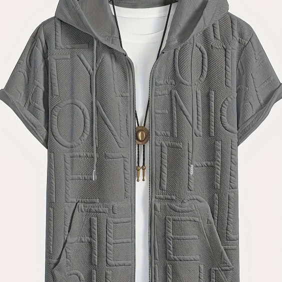 Letter-printed Hooded T-shirt Jacquard Design