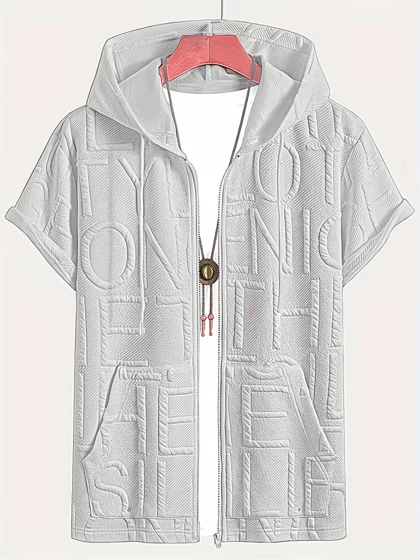 Letter-printed Hooded T-shirt Jacquard Design