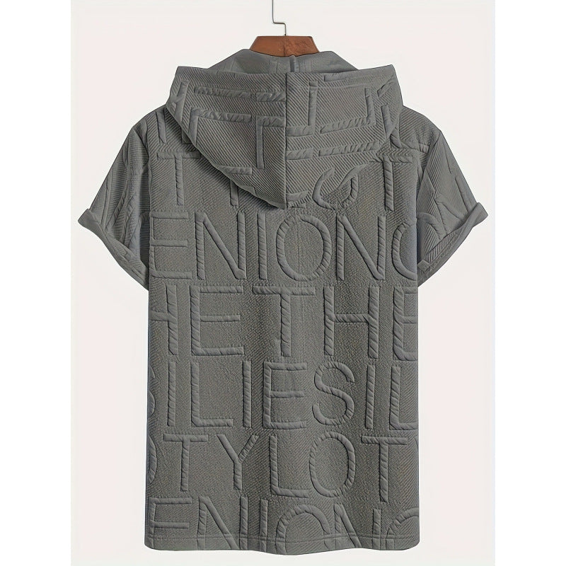 Letter-printed Hooded T-shirt Jacquard Design