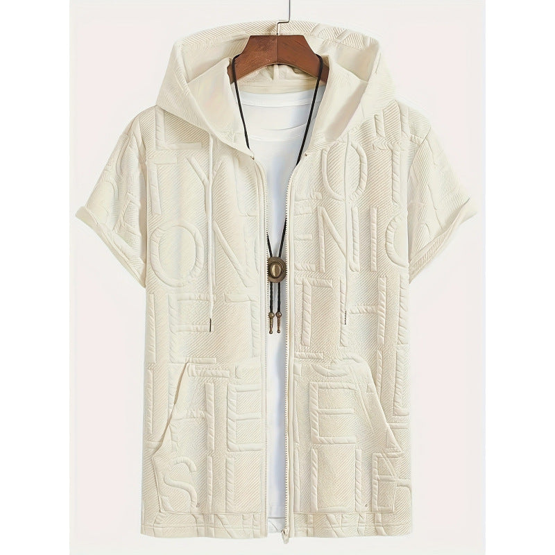 Letter-printed Hooded T-shirt Jacquard Design